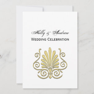 Invitación Vintage Art Deco Gold Plume Arabesque