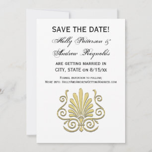 Invitación Vintage Art Deco Gold Plume Arabesque