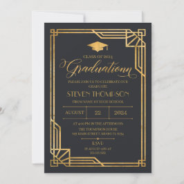 Invitación Vintage Art Deco Graduation Invitation