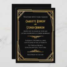 Vintage Art Deco Negro y Oro Gran Gatsby Boda