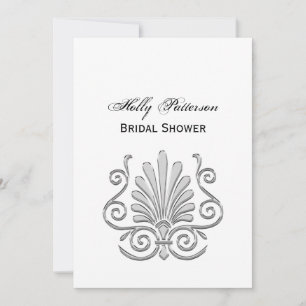 Invitación Vintage Art Deco Plata Pluma Arabesca