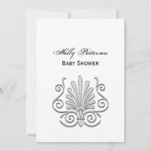 Invitación Vintage Art Deco Plata Pluma Arabesca