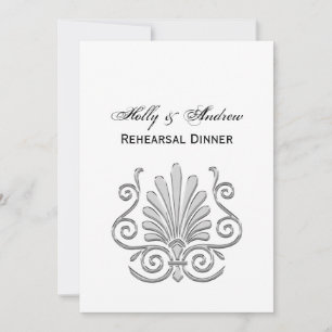 Invitación Vintage Art Deco Plata Pluma Arabesca