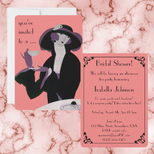 Invitación Vintage Art Deco Tarde Tea Fiesta Bridal Ducha