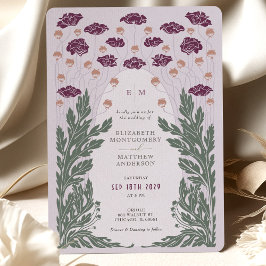 Invitación Vintage Art Nouveau Floral Boda Lavender