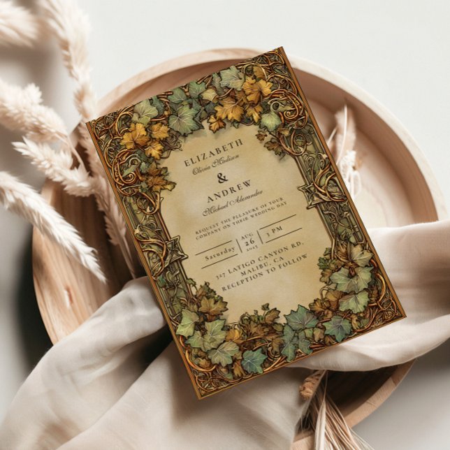 Invitación Vintage Autumn Botanical Wedding (Subido por el creador)