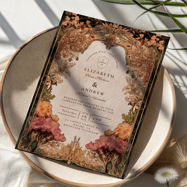 Invitación Vintage Autumn Woodland Wedding (Subido por el creador)