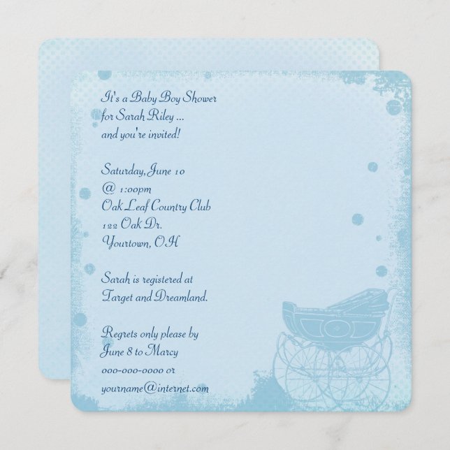 Invitación Vintage Baby Boy Shower (Anverso / Reverso)