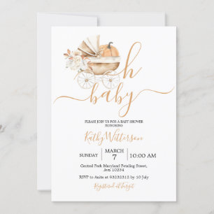 Invitación Vintage Baby Carriage Floral Baby Shower