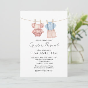 Invitación Vintage Baby Clothes Boho Gender Revelan