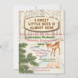 Invitación Vintage Baby Ducha Winter Woodland Deer Chica