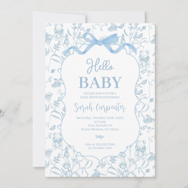 Invitación Vintage Baby Shower Boy (Anverso)