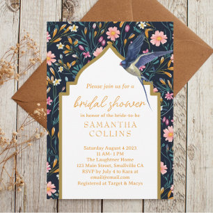 Invitación Vintage Barn Swallow Watercolor Ducha de novia