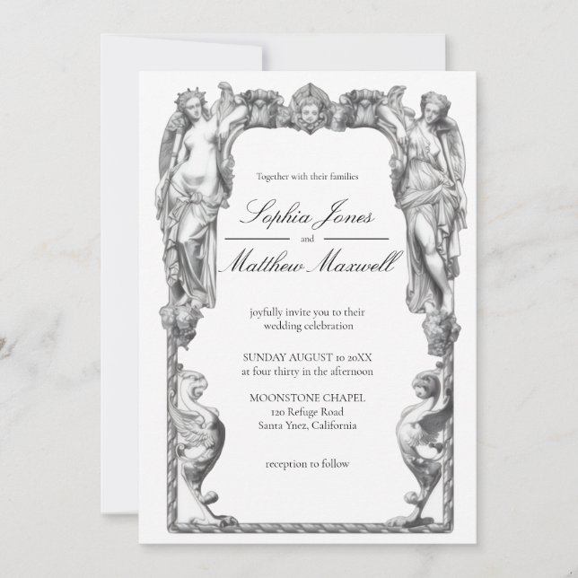 Invitación Vintage Baroque Statue Fine Art Renaissance (Anverso)