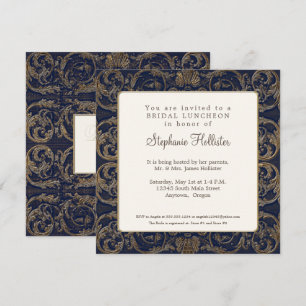Invitación Vintage Barroco Elegante ducha azul de novia de la