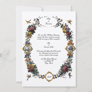 Invitación Vintage Barroco Rococo Floral Cartouche