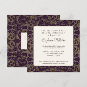 Invitación Vintage Barroco Shell Oscuro Morple Bridal Shower