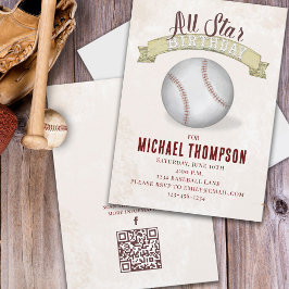 Invitación Vintage Baseball All Star Simple Birday Party