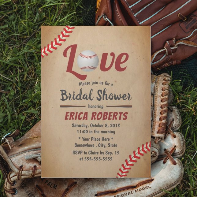 Invitación Vintage Baseball Love Sports Theme Shower (Subido por el creador)
