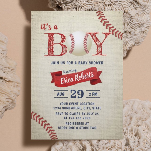 Invitación Vintage Baseball Sports Boy Baby Shower (Subido por el creador)