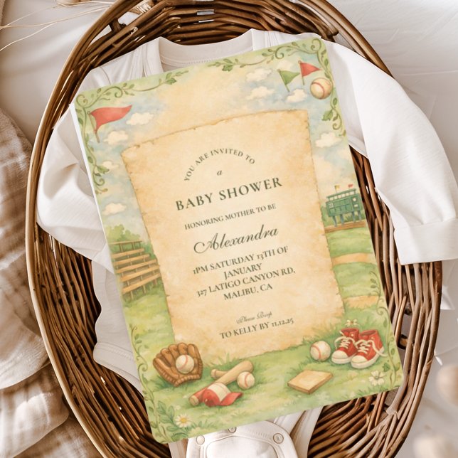 Invitación Vintage Baseball Storybook Baby Shower (Subido por el creador)