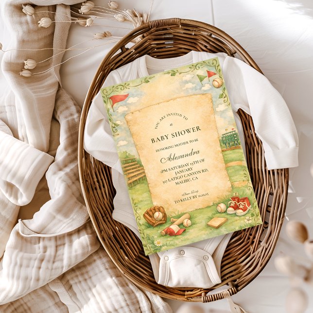 Invitación Vintage Baseball Storybook Baby Shower (Subido por el creador)