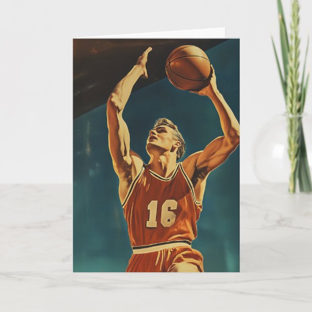 Invitación Vintage Basketball Action Shot (Anverso)