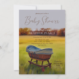 Invitación Vintage Bassinet Watercolor Caída Baby Shower