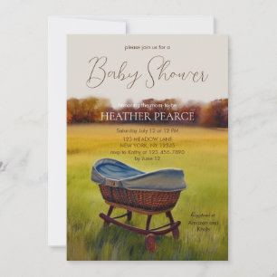 Invitación Vintage Bassinet Watercolor Fall Farm Baby Shower