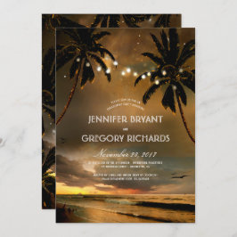 Invitación Vintage Beach Sunset Palm Lights