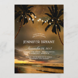 Invitación Vintage Beach Sunset Palm Lights Baby Shower