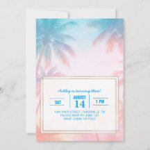 Vintage Beach Sunset Palm Trees Pastel            
