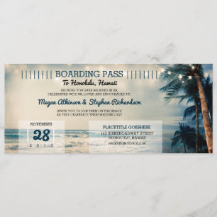 Invitación Vintage Beach Wedarding Boarding Boda de pases