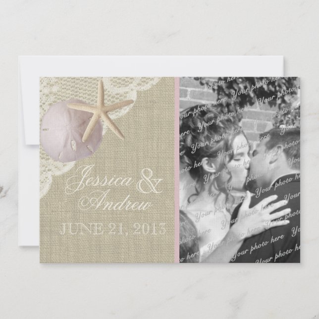 Invitación Vintage Beach Wedding (Anverso)