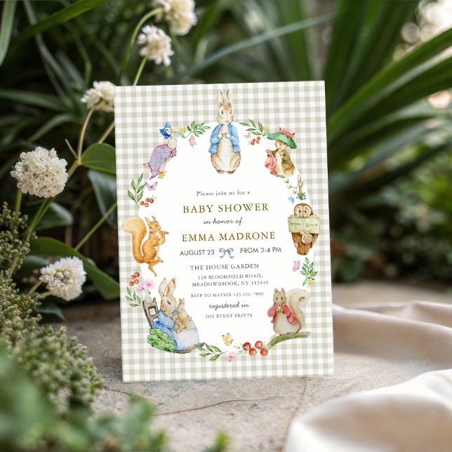 Invitación Vintage Beatrix Potter Peter Rabbit Wreath (Subido por el creador)
