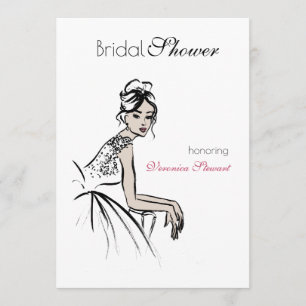 Invitación Vintage Beauty Ilustracion Bridal Shower