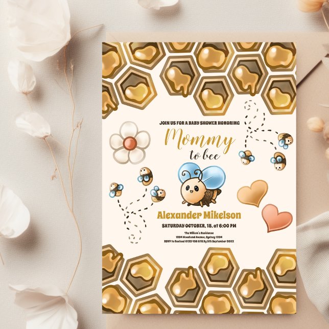 Invitación Vintage Bee Baby Shower (Subido por el creador)