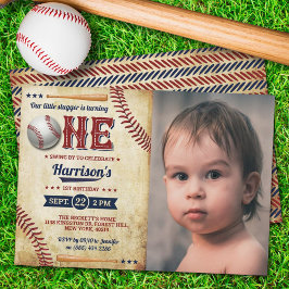 Invitación Vintage Béisbol Boys 1er cumpleaños Foto