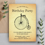 Invitación Vintage Bicycle Birday Party<br><div class="desc">Invite a sus huéspedes con esta invitación a la fiesta de cumpleaños con una bicicleta de un centavo y una tipografía elegante con un paisaje de época. Simplemente agregue los detalles de su evento en esta plantilla fácil de usar para convertirla en una invitación única.</div>