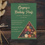 Invitación Vintage Billiard Balls Personalizado Mesa de billa<br><div class="desc">Esta invitación está lista para ser personalizada con todos los detalles de su fiesta. Es perfecto para celebrar cumpleaños (y otras ocasiones especiales) de ávidos jugadores de billar con mi ilustracion de estilo realista de un conjunto de vintage bolas de billar. Los detalles de su fiesta aparecen en letras de...</div>