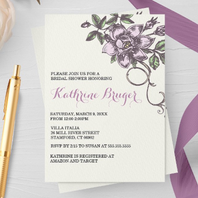 Invitación Vintage Biotanical Bridal Shower (Subido por el creador)