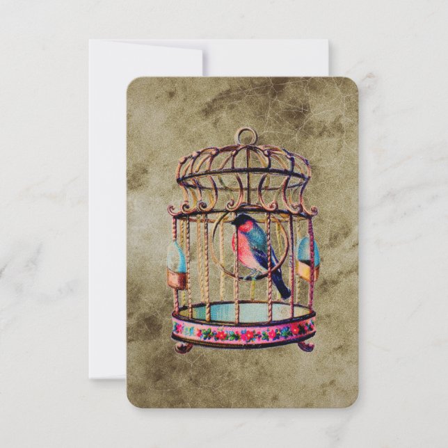 Invitación Vintage Bird (Anverso)