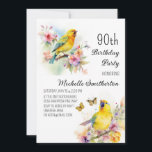 Invitación Vintage Birds Canaries Flowers 90th Birthday<br><div class="desc">Invitación a la fiesta de cumpleaños número 90 de bonito con canarios amarillos cantando en las ramas de un árbol floreciendo con flores de primavera. Contáctame para obtener ayuda con tus personalizaciones o para solicitar productos adicionales de correspondencias o coordinación de Zazzle para tu celebración.</div>