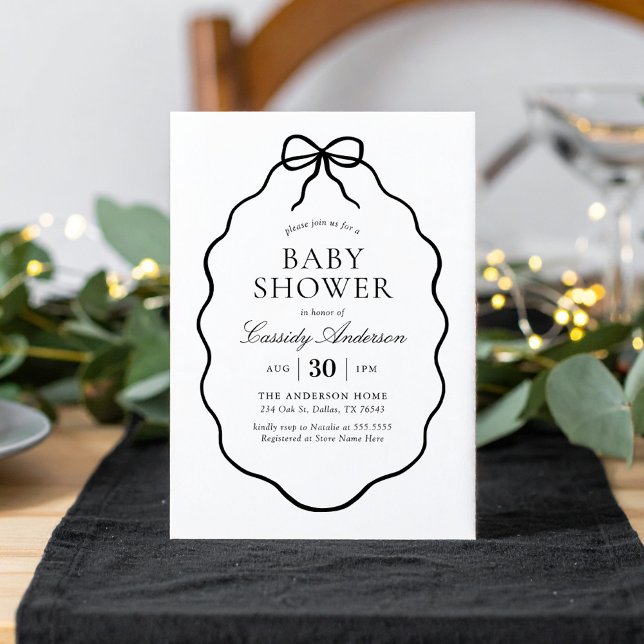 Invitación Vintage Black Bow Girl Baby Shower (Subido por el creador)