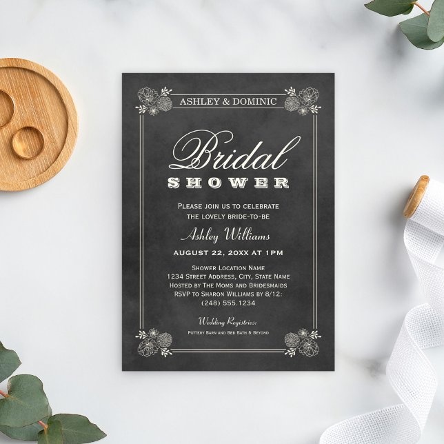 Invitación Vintage Black Chalkboard Boda Bridal Shower (Subido por el creador)