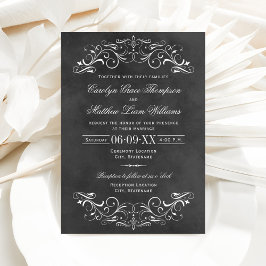 Invitación Vintage Black Chalkboard Flourier Boda