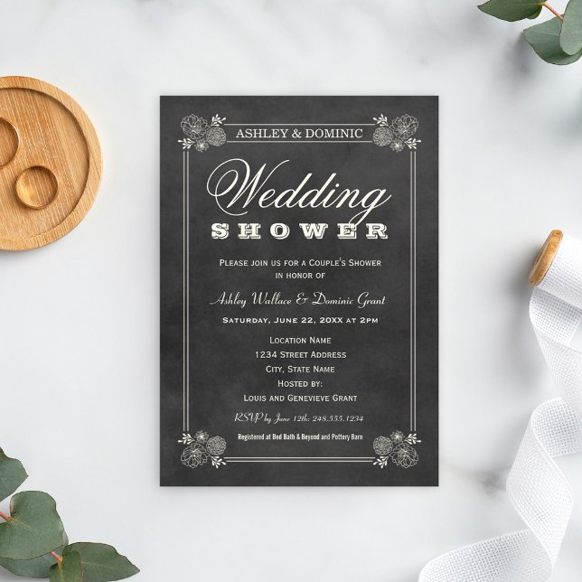 Invitación Vintage Black Chalkboard Wedding Shower (Subido por el creador)