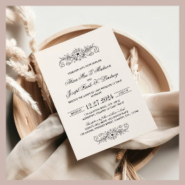 Invitación Vintage Black Flourish Elegant Wedting