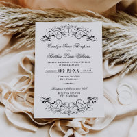 Vintage Black Flourish White Boda