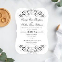 Vintage Black Flourish White Boda